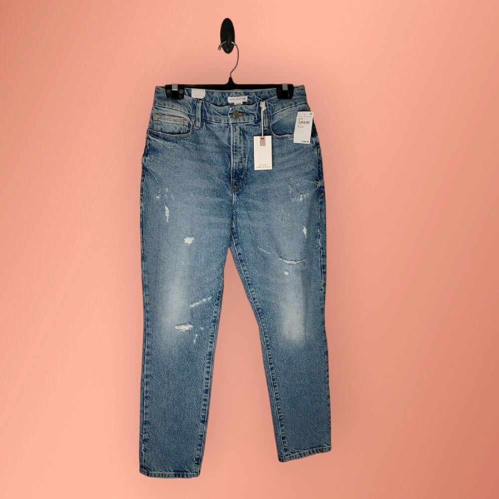 NEW Good American Sz 4/27 Inseam 28" Designer Distressed Denim Jeans High Rise